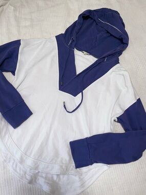 Pilcro Anthropologie Wharfside Hoodie Medium colorblock purple white streetwear